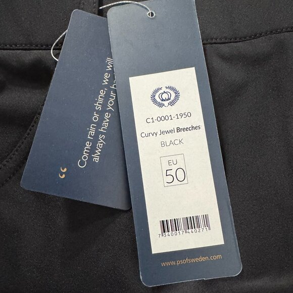 PS Of Sweden Curvy Jewel Breeches Riding Tights Size EU 50 Black NWT PT-2576 - Picture 11 of 14